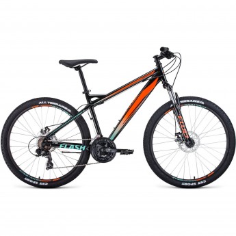 Велосипед FORWARD FLASH 26 2.0 disc (2021) черный/оранжевый с рамой 17"